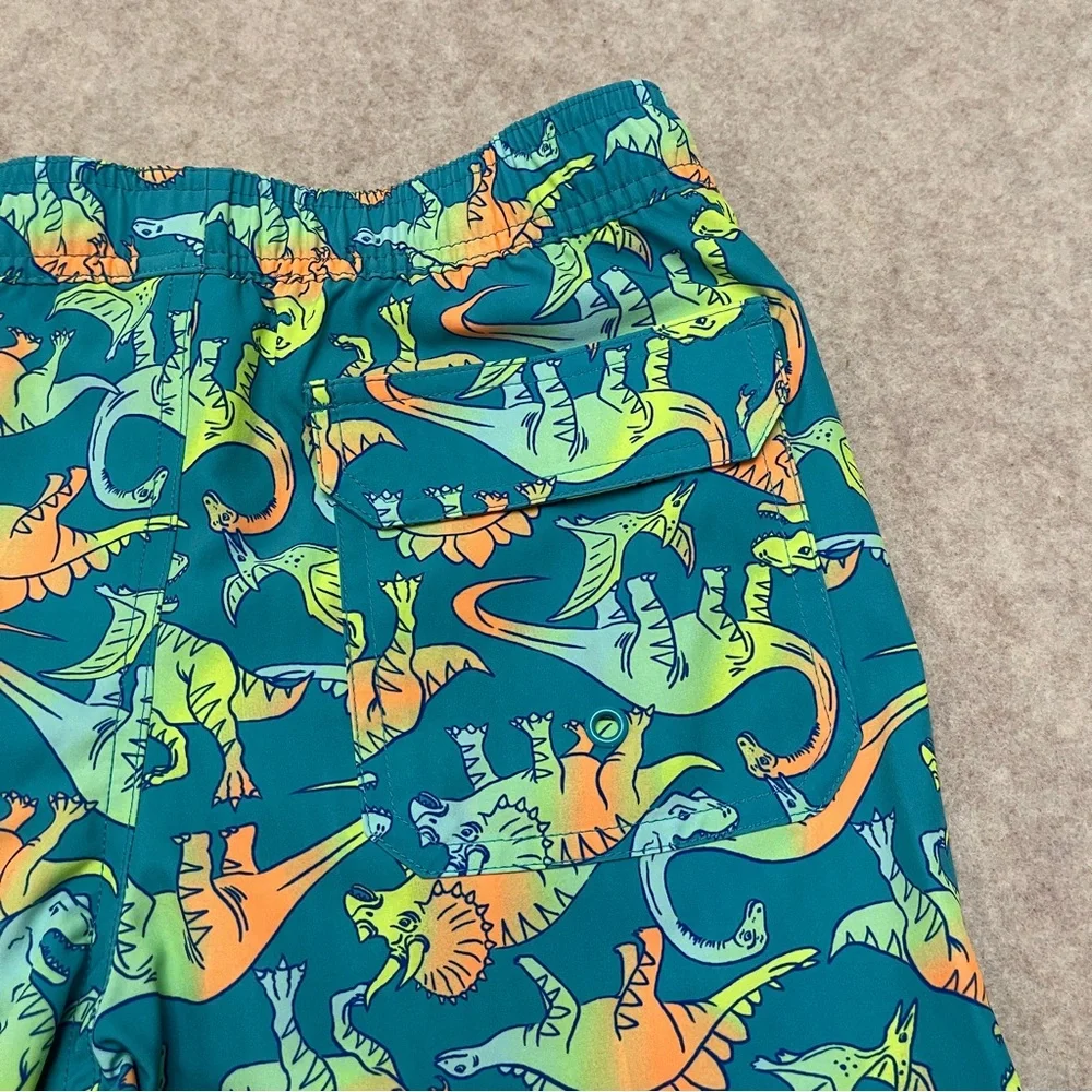 Wonder Nation Green Dinosaur UPF 50+ Swim Shorts Trunks Boys Size L(10-12) New